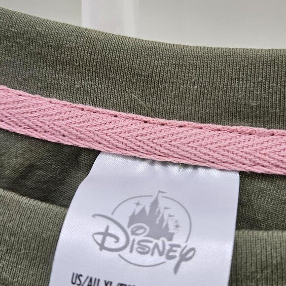 Disney SS Shirt Minnie Mouse Women's XL Cotton/Polyester Olive Green Pink Bow - Picture 12 of 16